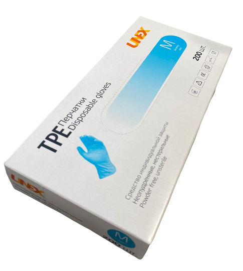 Перчатки Unex TPE M 200 шт. Голубой (6-040603)