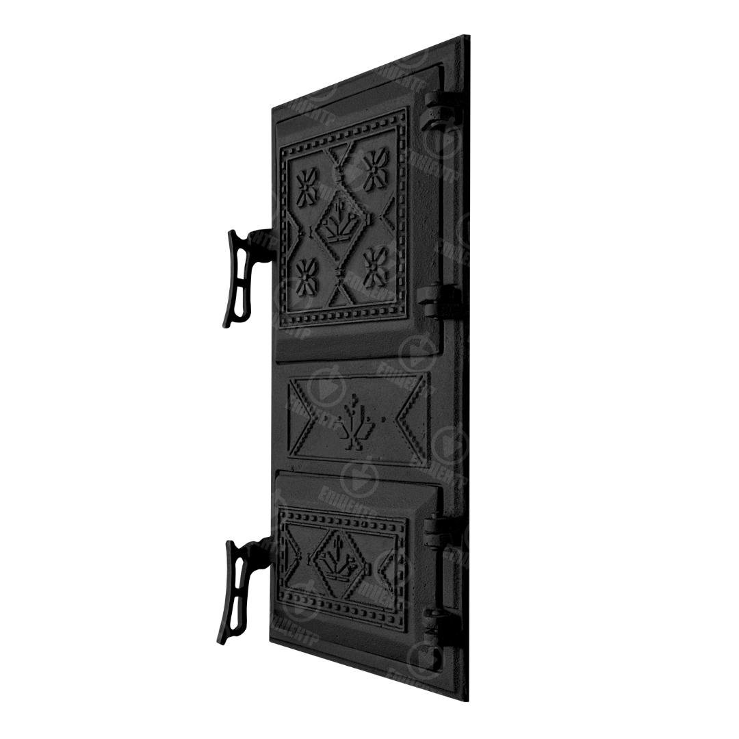Дверцята для печі чавунні Вишиванка спарені 265х480 мм (75-black) - фото 2 Дверцята для печі чавунні Вишиванка спарені 265х480 мм (75-black) - фото 2