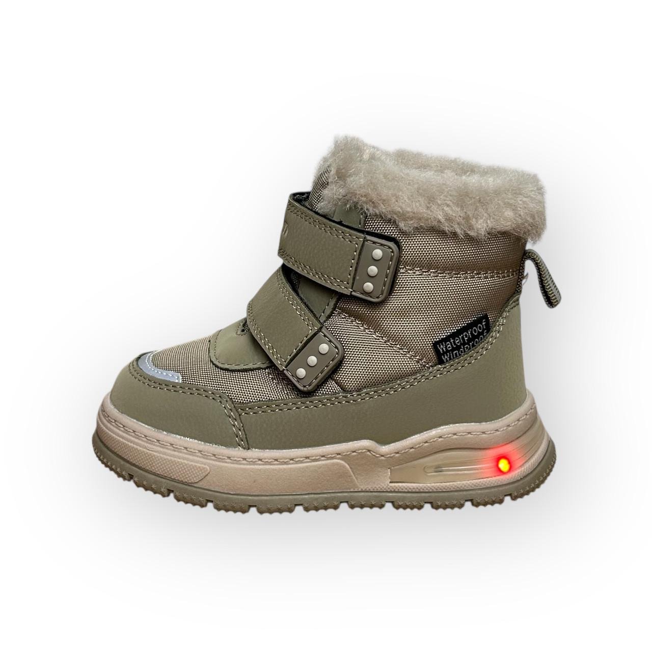 Чоботи дитячі зимові для хлопчика ТОМ.М з підсвіткою р. 24/15,5 см Хакі (29786232)