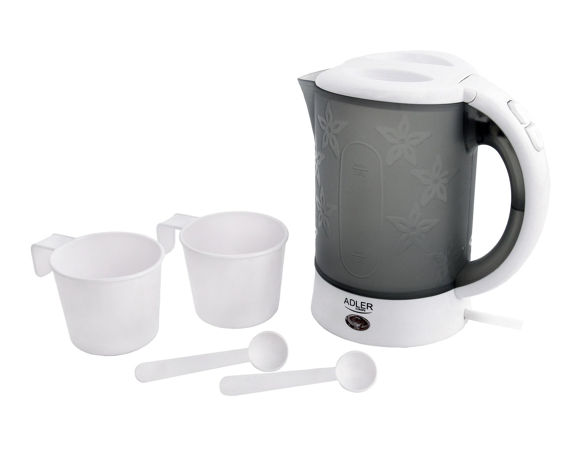 Электрочайник дорожный Adler AD 1268 с чашками и ложками (6797)