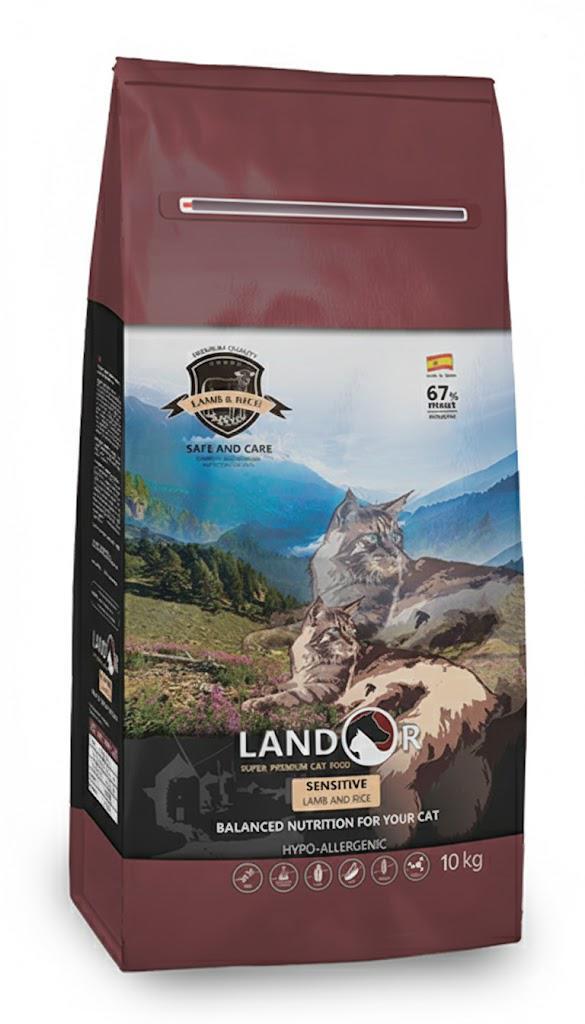 Корм сухой для взрослых котов LANDOR Sensitive Lamb&Rice с чувствительным пищеварением Ягненок с рисом 10 кг (31365254)