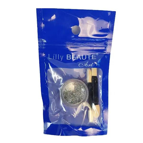 Втирання для нігтів Lilly Beaute Пластівці Юкі срібло голографічне