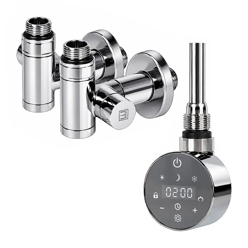 ТЭН для полотенцесушителя Onlyheat Ivory Chrome 0,6 кВт и краны под ТЭН Ideale Senso Хром (68877)