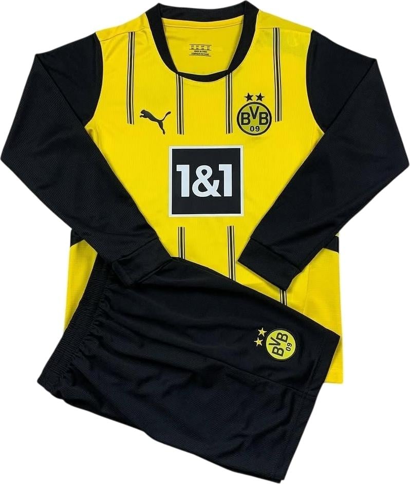 Футбольная форма детская с длинным рукавом Боруссия Дортмунд 2024-2025 домашняя 145-155 см Желто-черный (F0015)