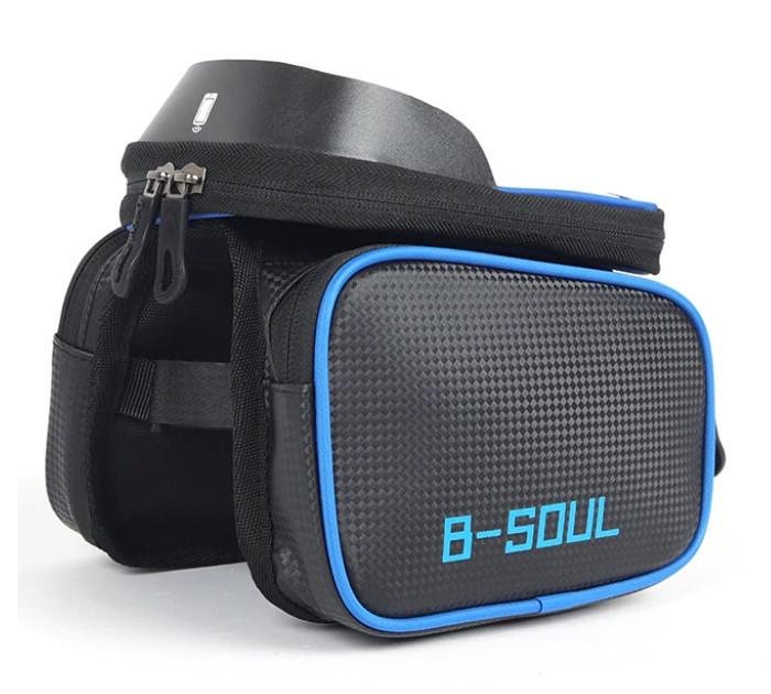 Велосипед B-Soul на раму с отделением для телефона Черно-синий (1221)