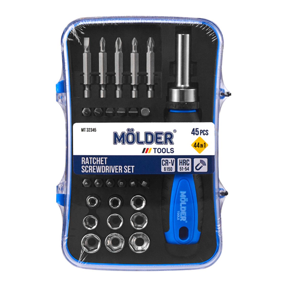 Отвертка реверсивная Molder с комплектом насадок 45 шт.