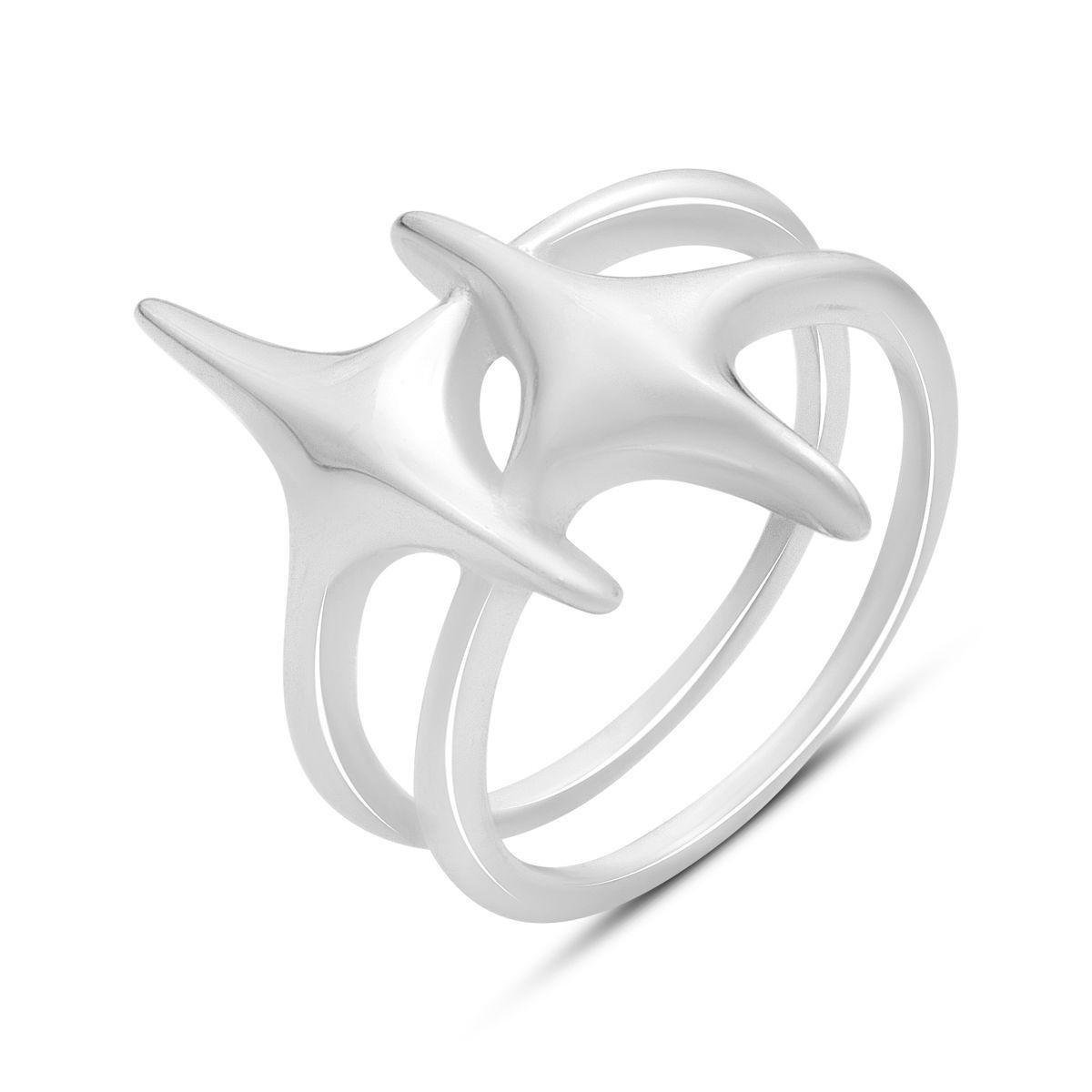 Кольцо серебряное в современном минималистичном дизайне с геометрическими акцентами р. 17