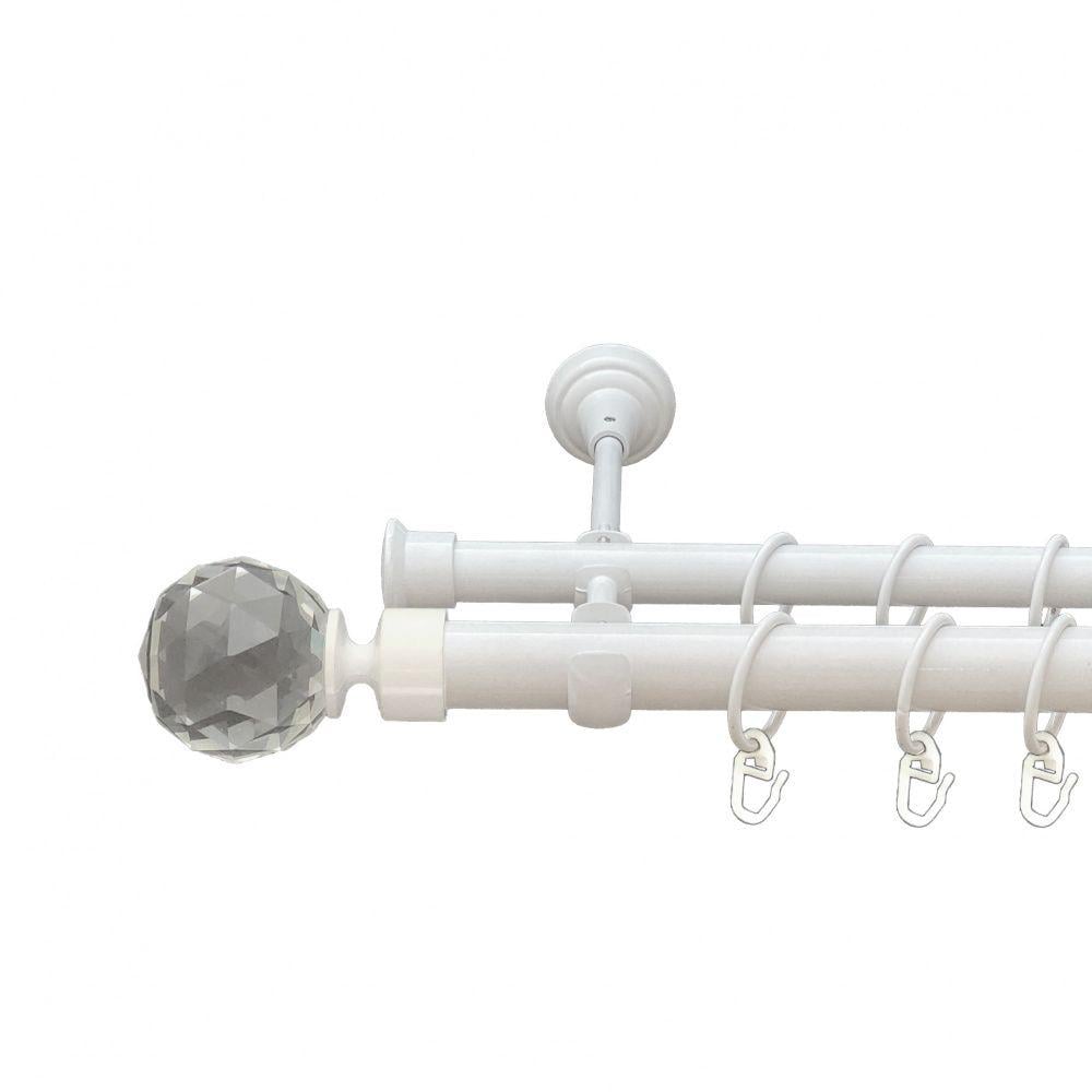 Карниз металлический Orvit Люмиера двухрядный открытый/гладкая труба/кольцо металлическое Арктис 25/19 мм 240 см (00-00010348)