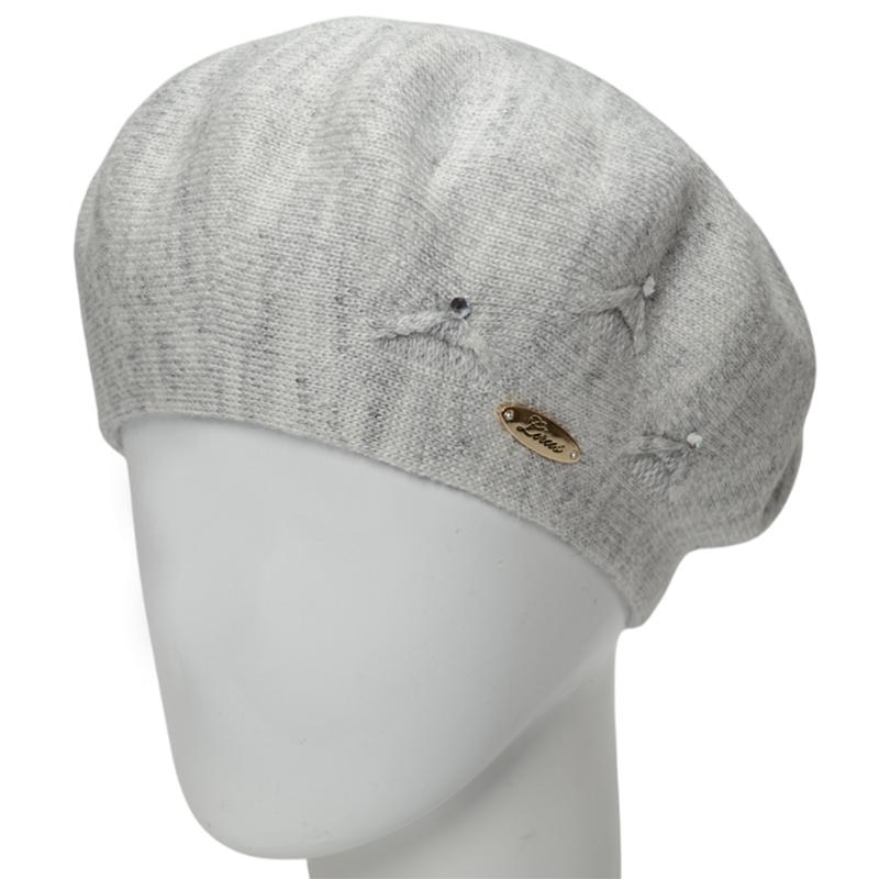 Берет женский Lirus Кристал осенний тонкой вязки  Светло-серый