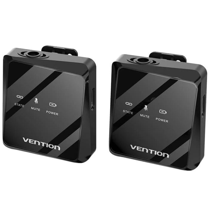Комплект беспроводных петличных микрофонов Vention Type-C 2-Pack Wireless Lavalier 400 mAh Black (NCBB0)