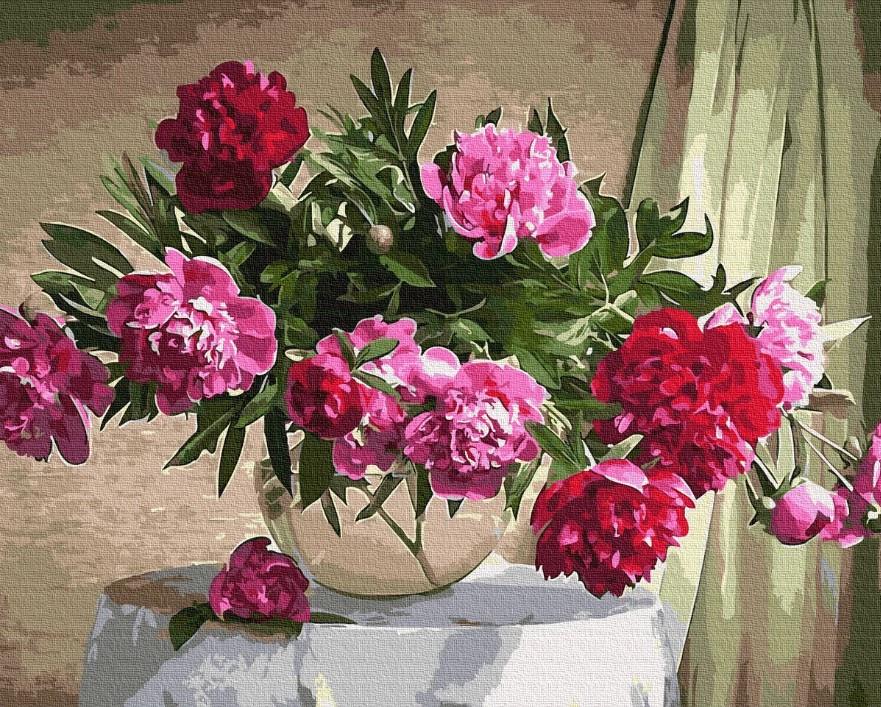 Картина по номерам Пионы на столе (GX37166)