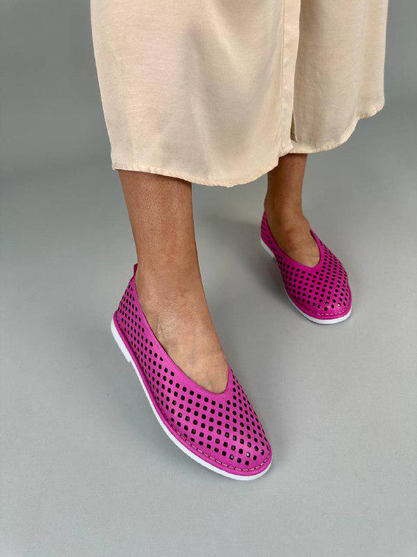 Балетки женские кожаные с перфорацией р. 36 Фуксия (5106/36)