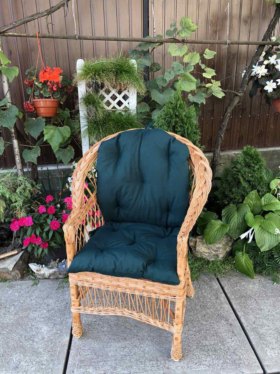 Кресло деревянное с подушкой садовое Стандарт Woody Светлое дерево/Темно-зеленый - фото 4