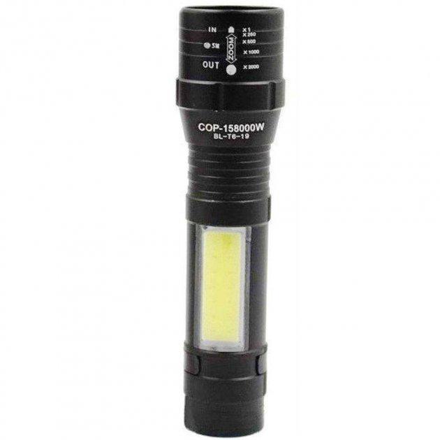 Фонарик ручной BL-T6-19 T6+COB zoom microUSB с 3 режимами (61969)