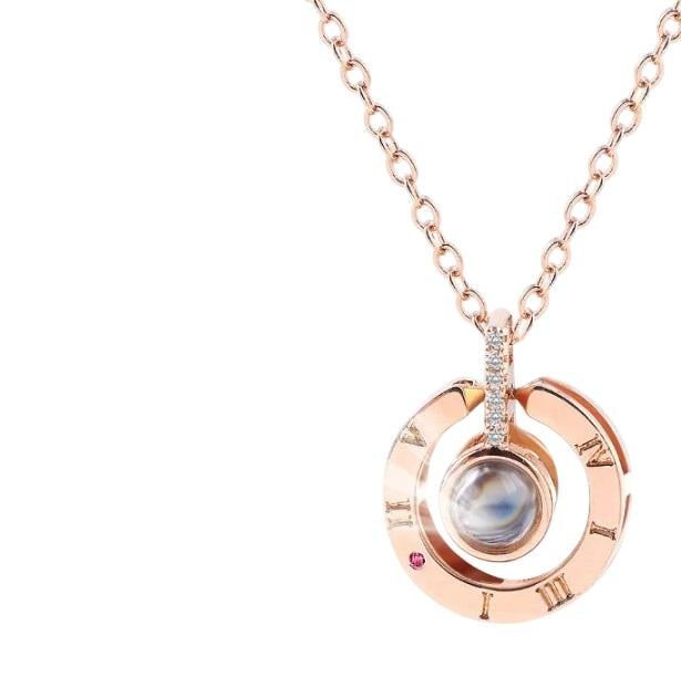 Кулон с проекцией " Я тебя люблю" на 100 языках мира круглый Золотистый (KG-1783)