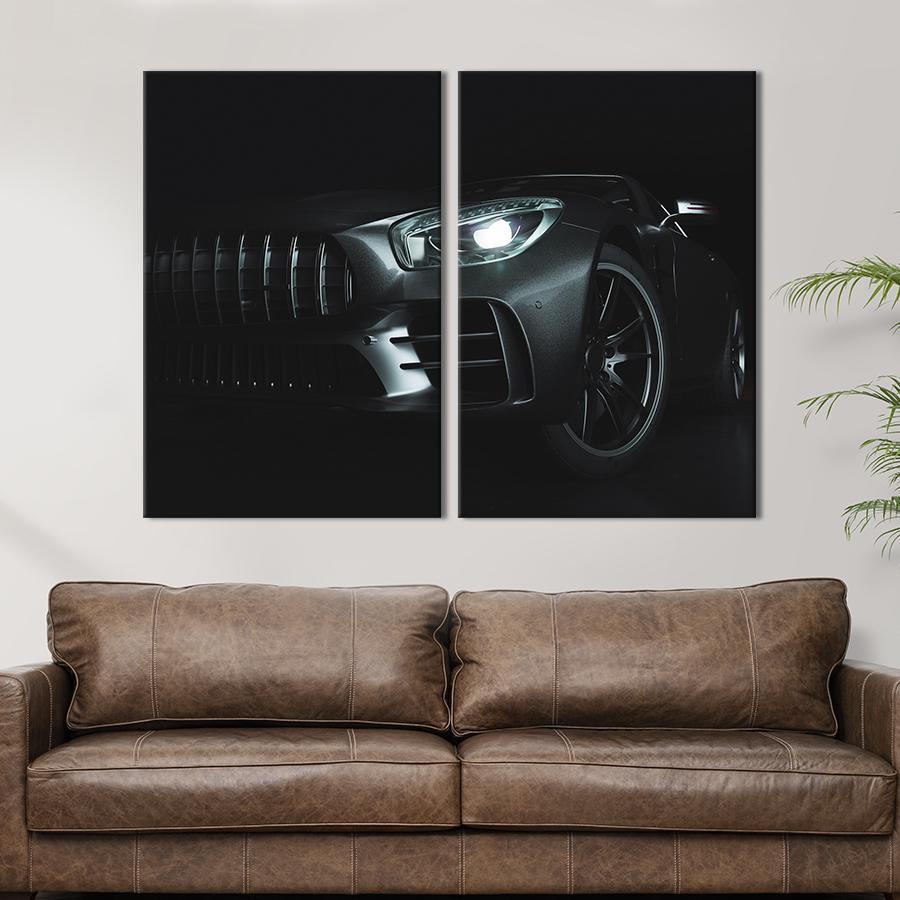 Картина на холсте Бампер чёрного автомобиля 111x81 см (1368-2)