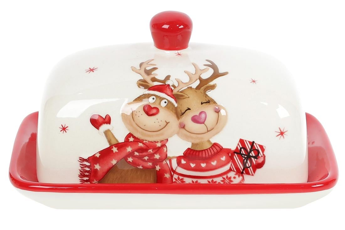 Масленка керамическая  BonaDi Новогодние Олени 17 см (DM720-X)