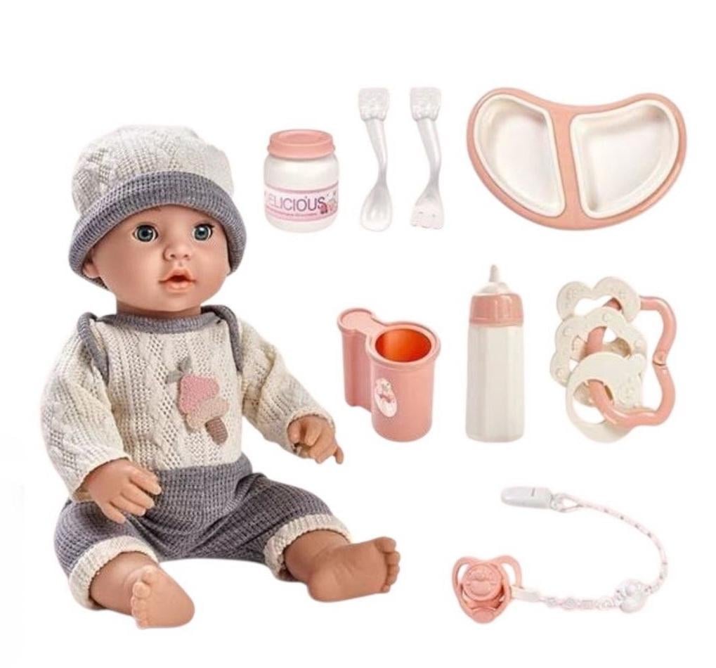Пупс Baby Doll 40 см пустушка закриває очі/пляшечка/посуд (W16 T-03 C) Пупс Baby Doll 40 см пустушка закриває очі/пляшечка/посуд (W16 T-03 C)