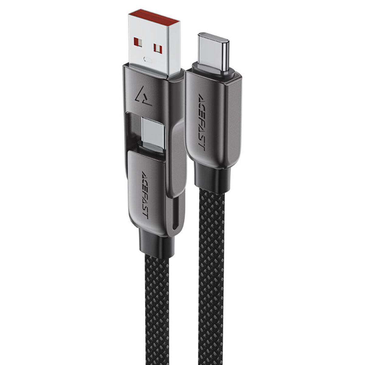 Кабель Acefast C13-05 USB/USB-C-USB-C 3A/60W/ Nylon/Zinc Connectors 0,2 м Black (6974316283539) - фото 2