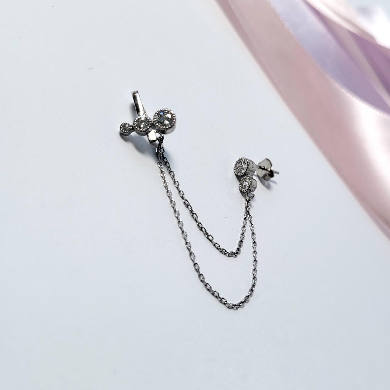 Серьги Оманка с цепочкой серебро 925 пробы (с2ф/410)
