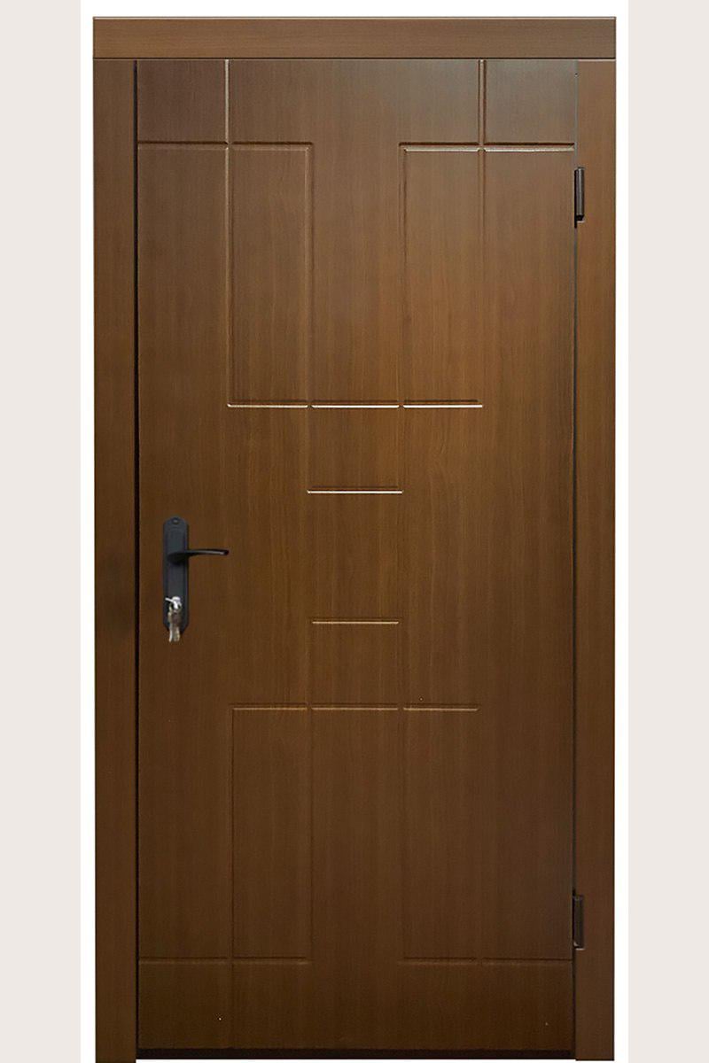 Дверь входная MSM Практик рисунок ПИС МДФ/МДФ 2000х860 мм Орех новус (msm-pr-01)