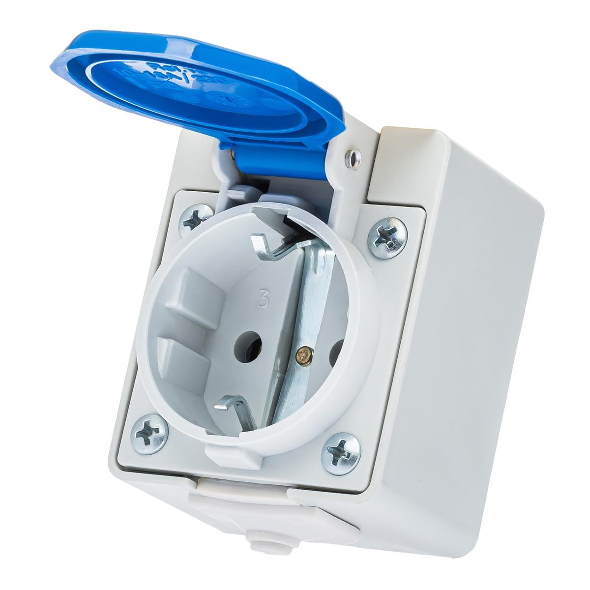 Розетка силовая IDE Schuko 16A 250B 2P+E IP44 Синий (104)