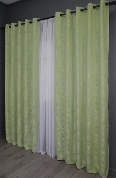 Комплект штор на люверсах Sultan YL жакард 1,5х2,5 м 2 шт. Світло-оливковий (1367ш 37-0055) - фото 2 Комплект штор на люверсах Sultan YL жакард 1,5х2,5 м 2 шт. Світло-оливковий (1367ш 37-0055) - фото 2