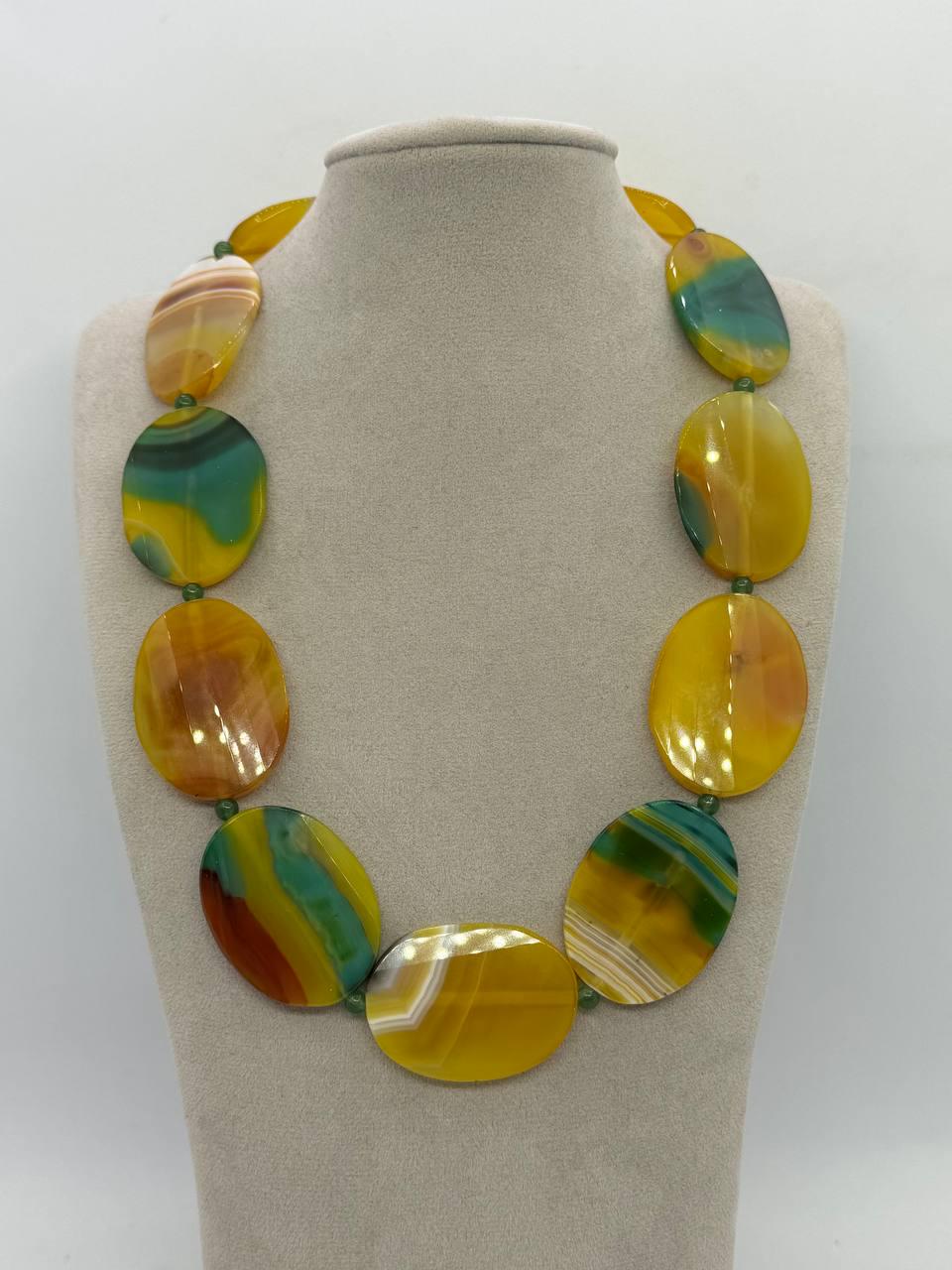 Бусы из агата тонированное 40x30x4 мм 45 см Желтый (12961)