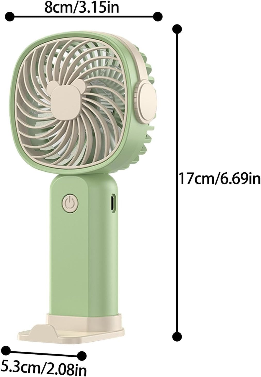 Вентилятор акумуляторний з підставкою для телефону Handheld Fan USB Зелений (2869) - фото 5