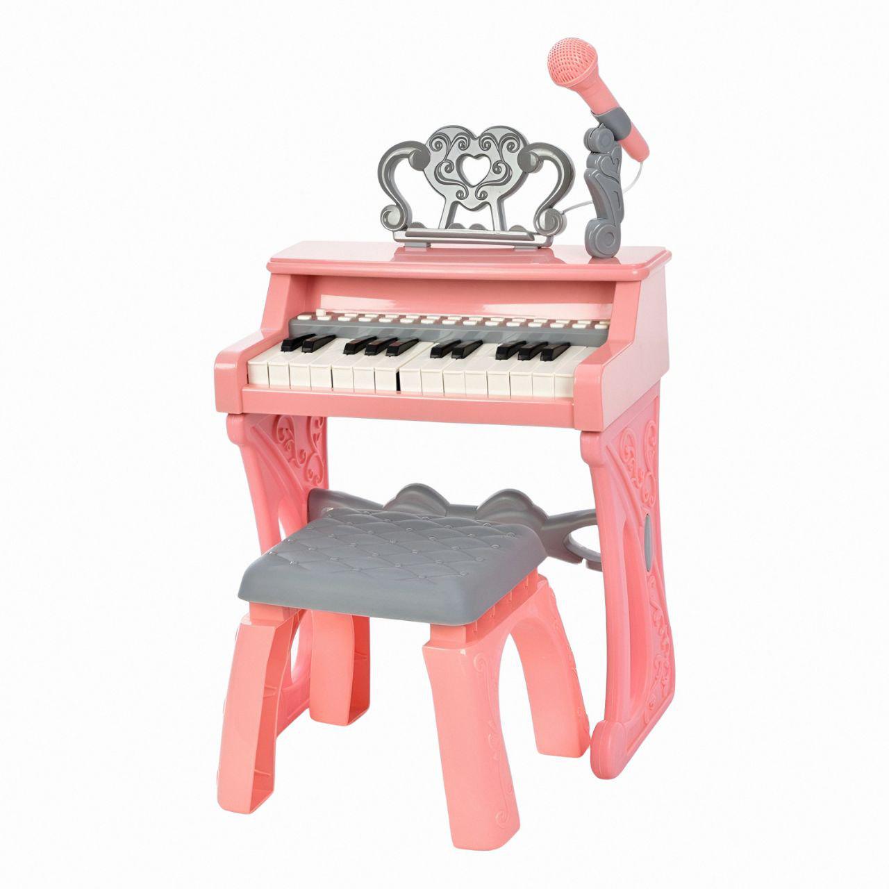 Детский синтезатор 328-26-27 с 25 клавишами/микрофоном/стульчиком и функцией записи Розовый (27479797)
