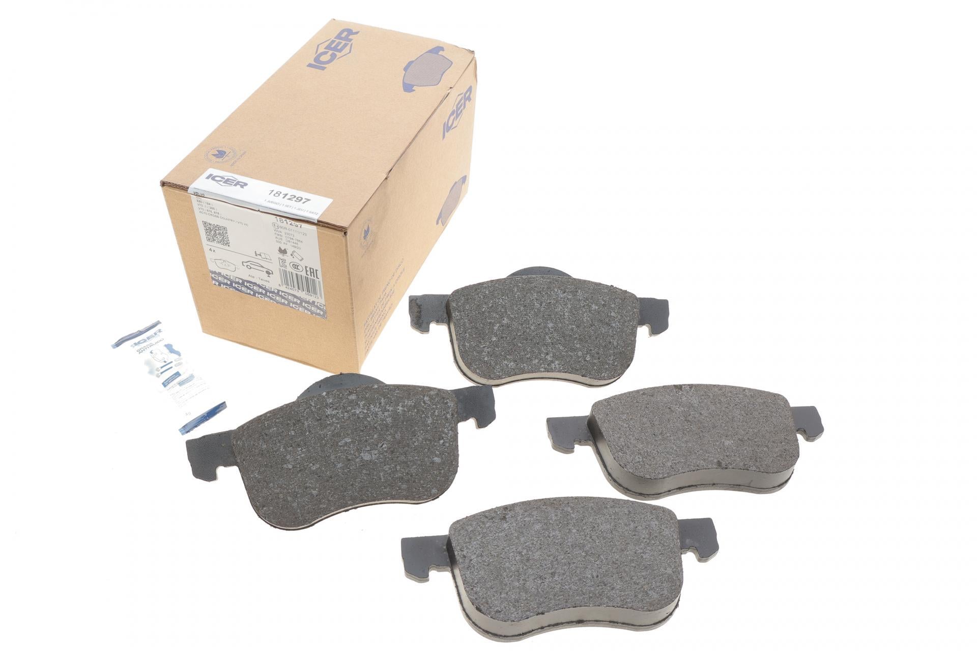 Колодки тормозные передние ICER 181297 Volvo S60 00-10/S70 97-00/S80 98-06/V70 95-06/XC70 Cross Country 00-07