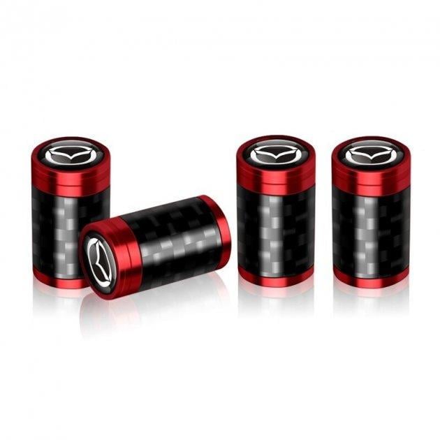 Набір ковпачків на ніпель для автомобіля SUNROZ Caps Premium Carbon Mazda 4 шт. Red