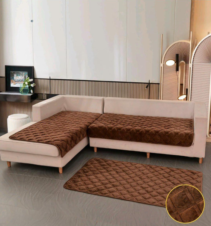 Комплект дивандеків на диван/крісла 3в1 Коричневий (26057116)