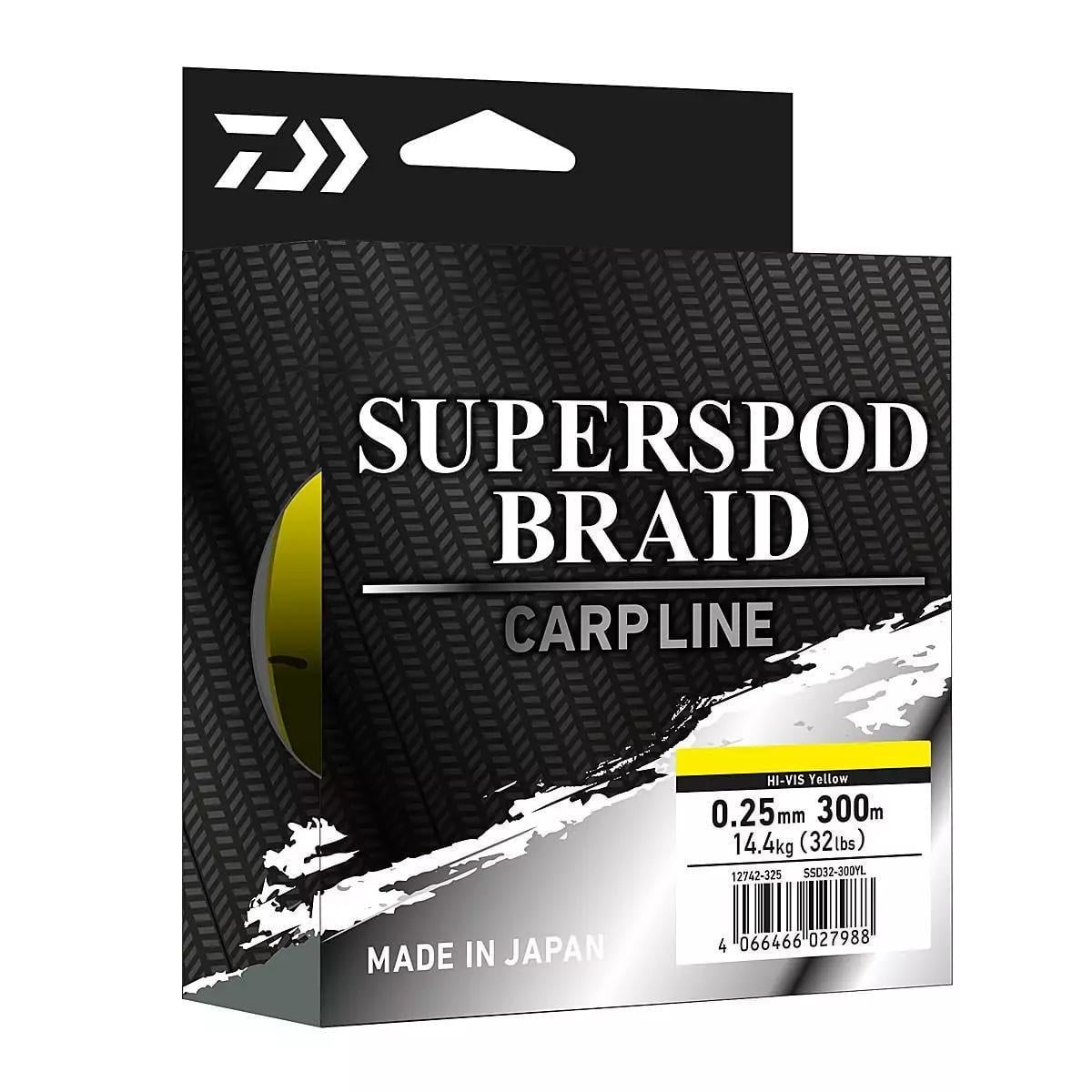 Шнур Daiwa Superspod Braid Hi-Vis 14,4 кг 0,25 мм 300 м Yellow (2541912119)