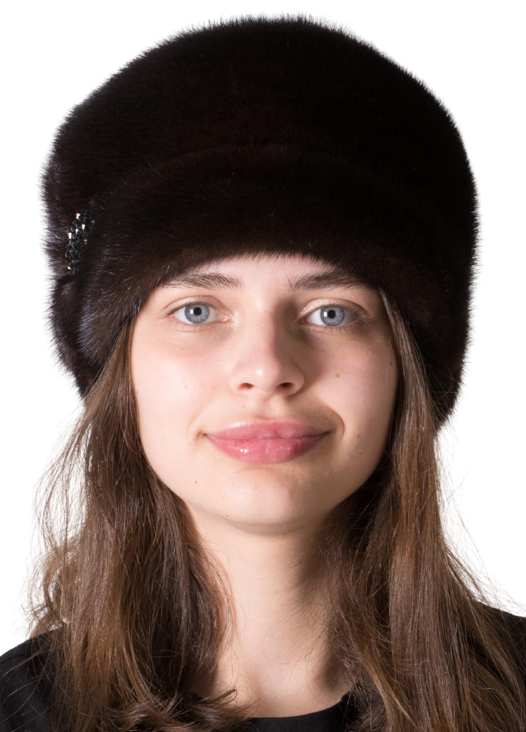 Женская кубанка Меховой стиль Стелла из натурального меха норки M-L Темно-коричневый (078/F)