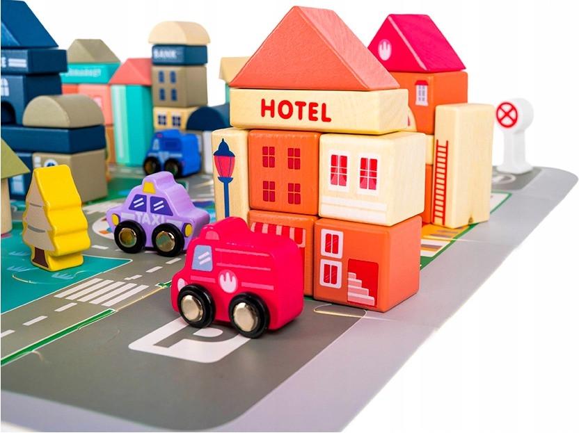 Конструктор деревянный Iso Trade City 115 деталей с ковриком-пазлом и транспортом (11228) - фото 9