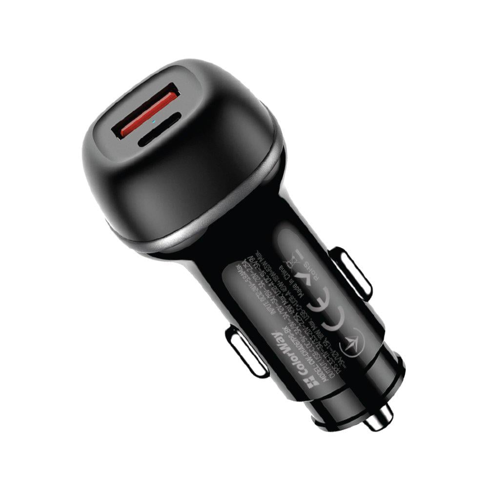 Зарядное устройство в авто ColorWay CW-CHA067PD-BK USB-C USB-A 63W PD 3.0/QC 3.0 Black (35575250) Зарядное устройство в авто ColorWay CW-CHA067PD-BK USB-C USB-A 63W PD 3.0/QC 3.0 Black (35575250)