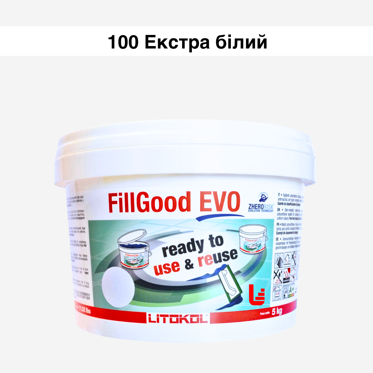 Затирка для плитки поліуретанова Litokol FillGood EVO 5 кг 100 Екстра білий (FGEVOBSS0005) - фото 1