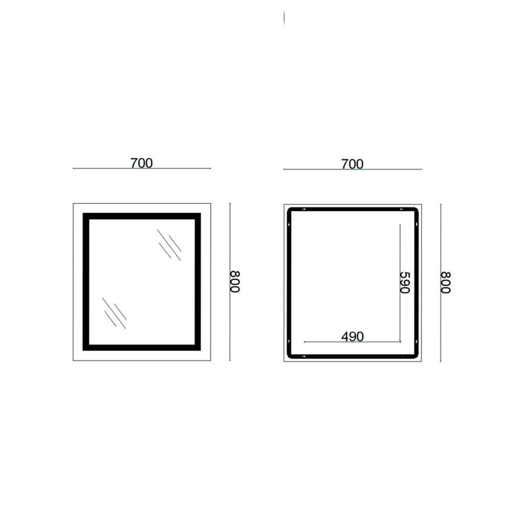 Зеркало Lidz Kubis с LED-подсветкой Touch с антизапотеванием с димером Reverse 700х800 мм (SD00052333) - фото 7 Зеркало Lidz Kubis с LED-подсветкой Touch с антизапотеванием с димером Reverse 700х800 мм (SD00052333) - фото 7