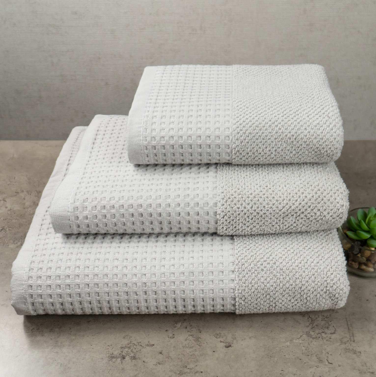 Комплект махровых полотенец GM Textile Вафельный Бордюр 450 г/м2 40х70/50х90/70х140 см 3 шт. Пепельный (500-3k-vb-pepel)