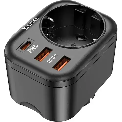 Зарядное устройство сетевое Hoco NS3 Multifunctional socket 1C2A PD20W Black