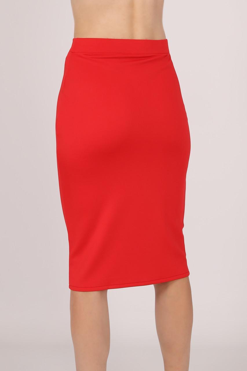 Юбка-карандаш женская классическая ниже колен однотонная р. 40 Красный (2202290783) - фото 2 Юбка-карандаш женская классическая ниже колен однотонная р. 40 Красный (2202290783) - фото 2