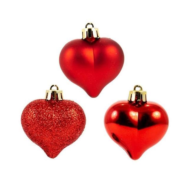 Набор новогодних подвесок Flora Сердечки 9 шт. d 4,5 см (43036)
