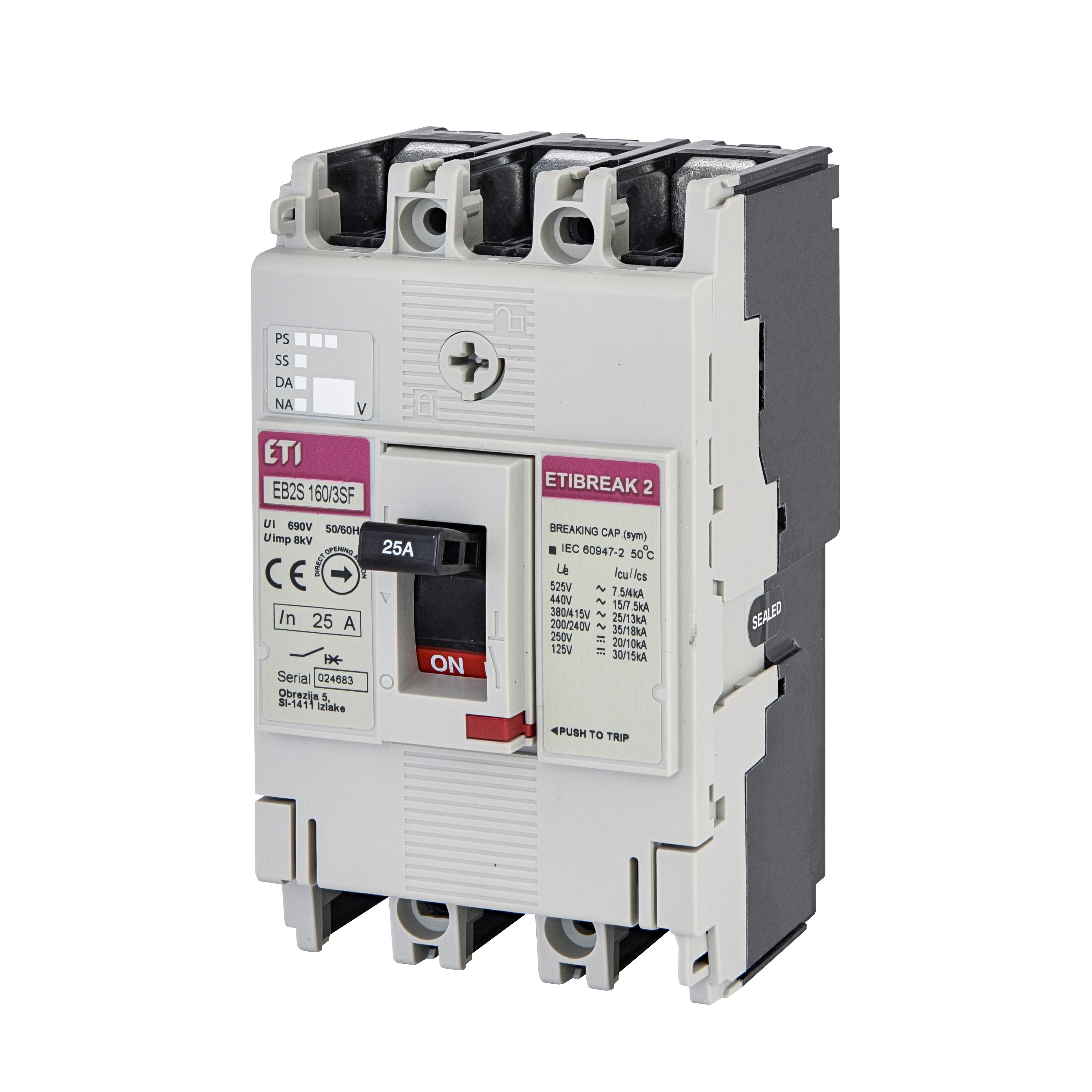 Автоматический выключатель 3P 25A 25 kA ETIBREAK EB2S 160/3SF 4671829