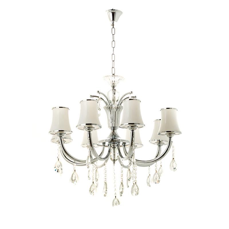 Люстра подвесная Light House ES-15420/8/chrom на восемь ламп с абажурами Хром