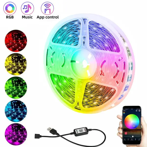 Светодиодная лента LED RGB 5050 с Bluetooth водостойкая USB 5 м (11499963) - фото 2