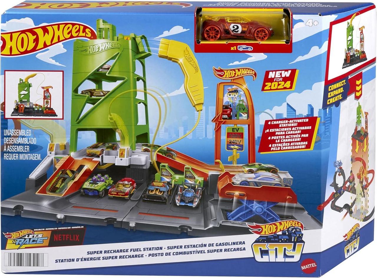 Трек Hot Wheels City Super Recharge Fuel Station Заправочная станция для суперзарядки (HTN79) - фото 2