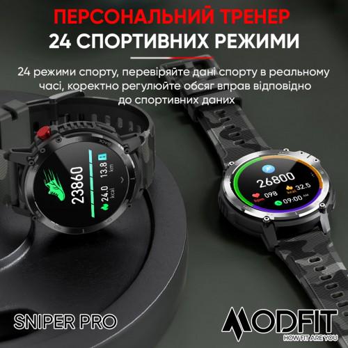 Смарт-часы Modfit Sniper Pro All водонепроницаемый Black (18175106) - фото 17