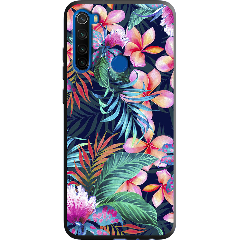 Чехол Boxface Xiaomi Redmi Note 8T flowers in the tropics Черный силикон (38532-up1971-38945)