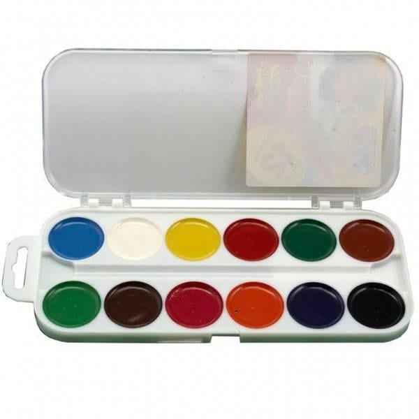 Краски акварельные 12 шт. полусухие с кисточкой (WW00355ST)